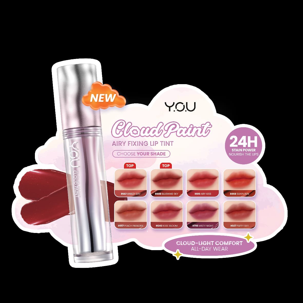 Y.O.U Cloud Paint Airy Fixing Lip Tint: Inovasi Lip Tint Multifungsi untuk Tampilan Natural dan Bibir Sehat Sepanjang Hari